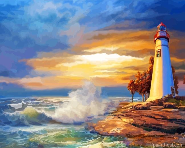 Lighthouse Ocean Waves Painting By Numbers Kits