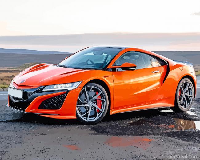 Orange Honda Car Painting By Numbers Kits