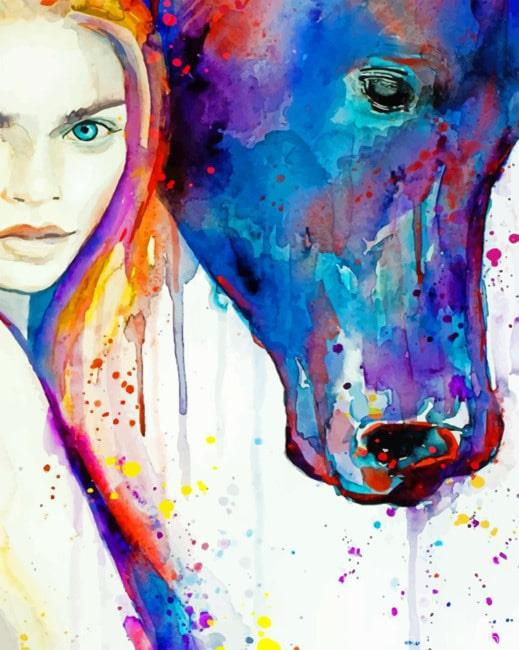 Girl and Horse Watercolor Painting By Numbers Kits