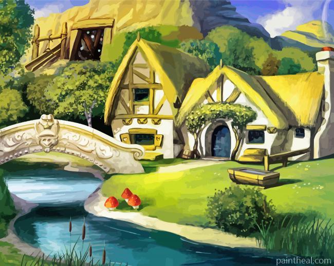 White Cottage Painting By Numbers Kits