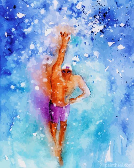 Swimming Man Painting By Numbers Kits
