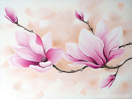 Pink Magnolia Plant Painting By Numbers Kits