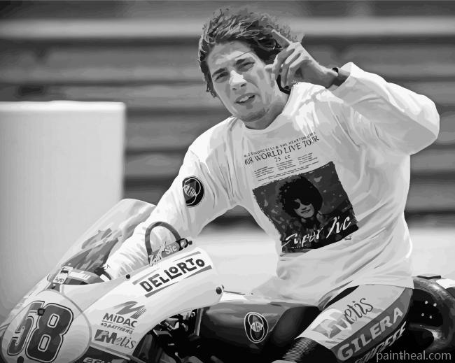 Black And White Marco Simoncelli Painting By Numbers Kits