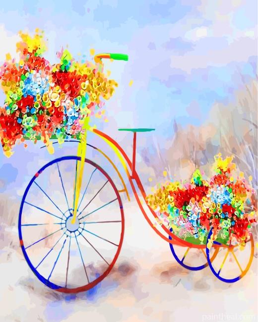 Bike And Flowers Painting By Numbers Kits