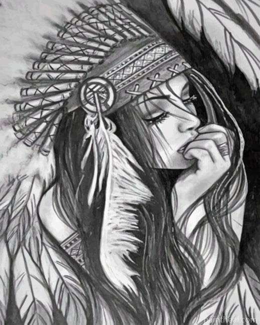 Native Indian Woman Painting By Numbers Kits