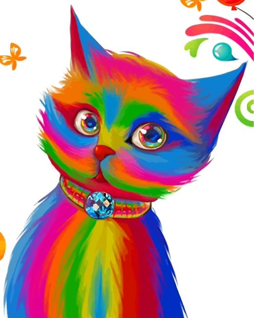 Rainbow Cat Painting By Numbers Kits