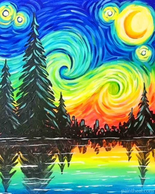 Colorful Starry Night Painting By Numbers Kits