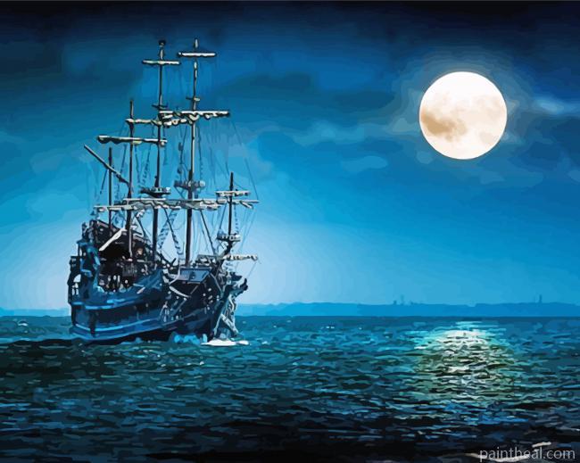 Sea Night Sailing Ship Painting By Numbers Kits