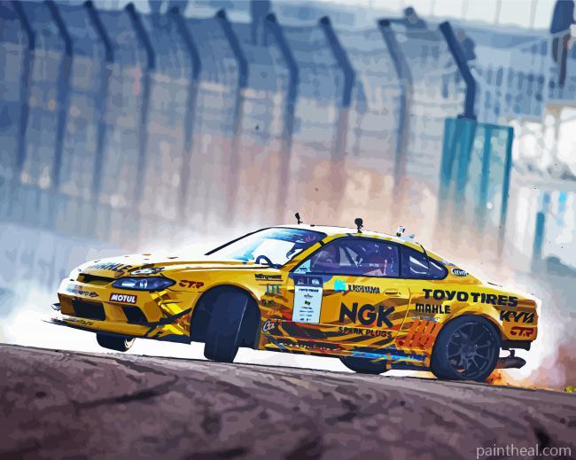 Yellow Car Drifting Painting By Numbers Kits