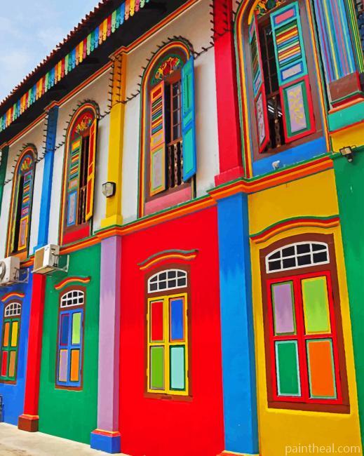 Singapore Colorful Houses Painting By Numbers Kits