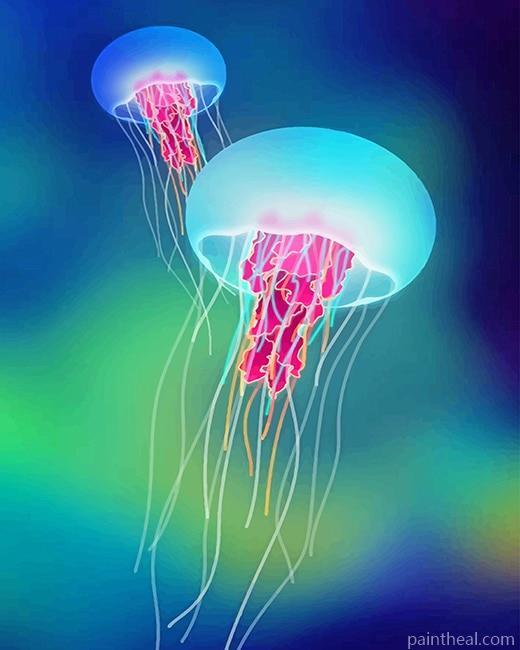 Blue Purple Jellyfish Painting By Numbers Kits