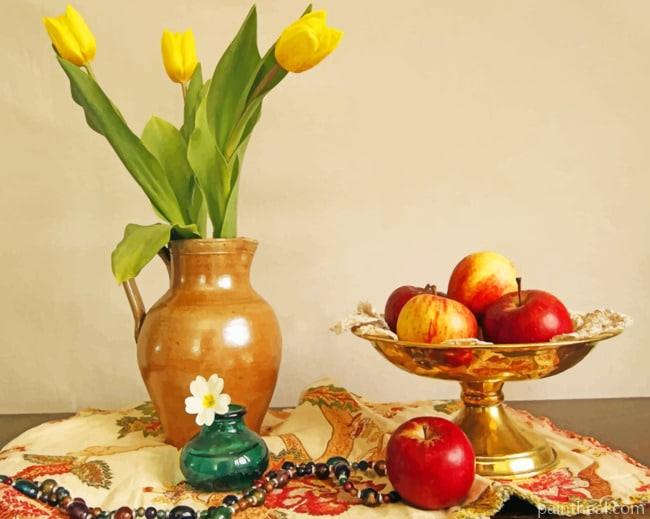 Apples And Tulip Vase Painting By Numbers Kits