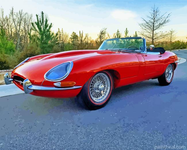 Vintage Red Jaguar Xke Painting By Numbers Kits