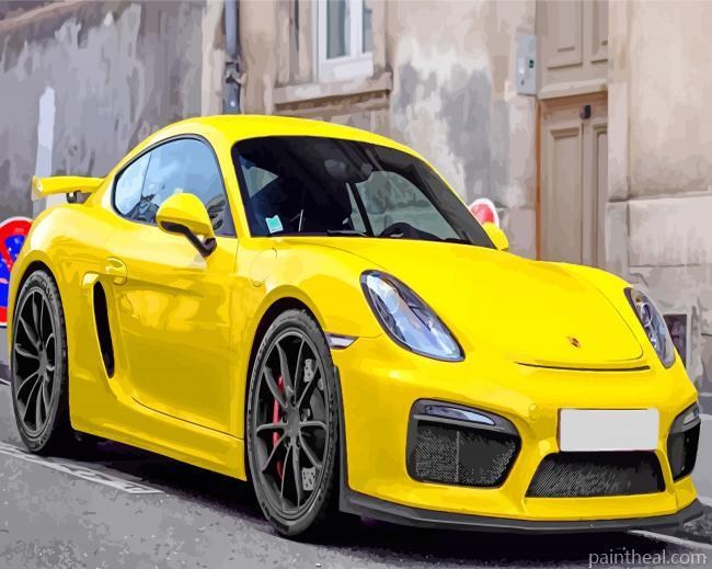 Aesthetic Yellow Porsche Cayman Painting By Numbers Kits