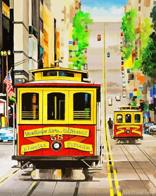 San Francisco Cable Cars Painting By Numbers Kits