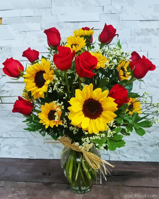 Roses And Sunflowers Painting By Numbers Kits