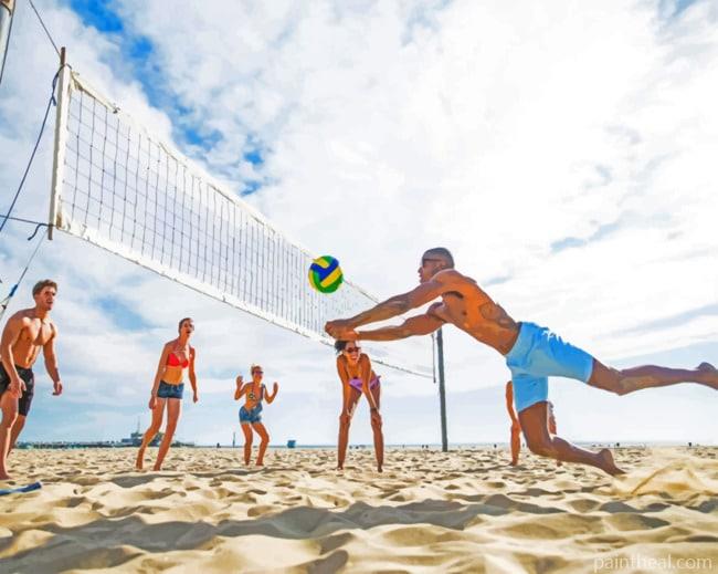 Volley Ball In The Beach Painting By Numbers Kits
