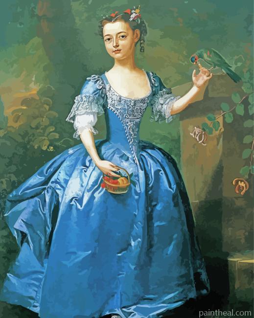 Lady In Blue Gown Painting By Numbers Kits
