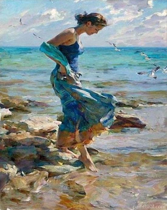 Girl In Sea People Painting By Numbers Kits