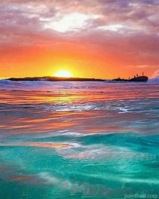 Sunset In The Ocean Painting By Numbers Kits