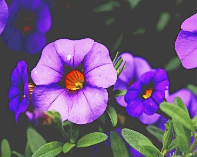 Purple Petal Flower Painting By Numbers Kits