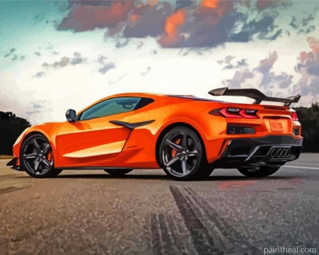 Aesthetic Orange Chevy Corvette Stingray Painting By Numbers Kits