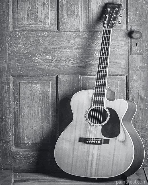 Black And white Guitar Painting By Numbers Kits