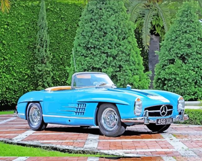 Blue Mercedes Benz Painting By Numbers Kits