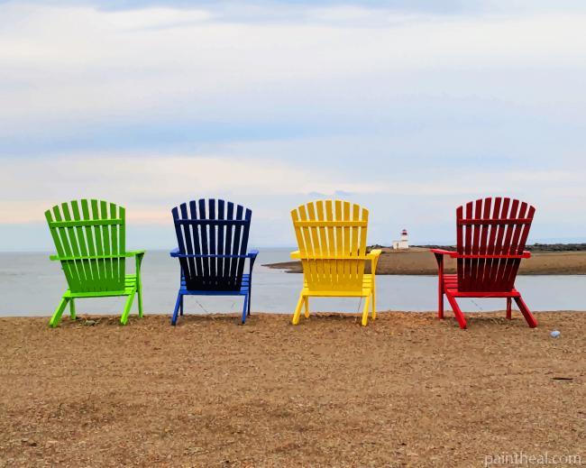 Colorful Beach Chairs Painting By Numbers Kits