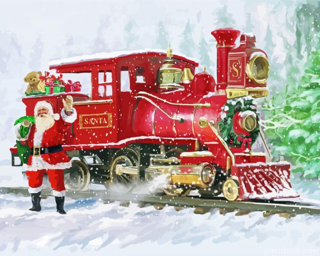 Snowy Christmas Train Painting By Numbers Kits