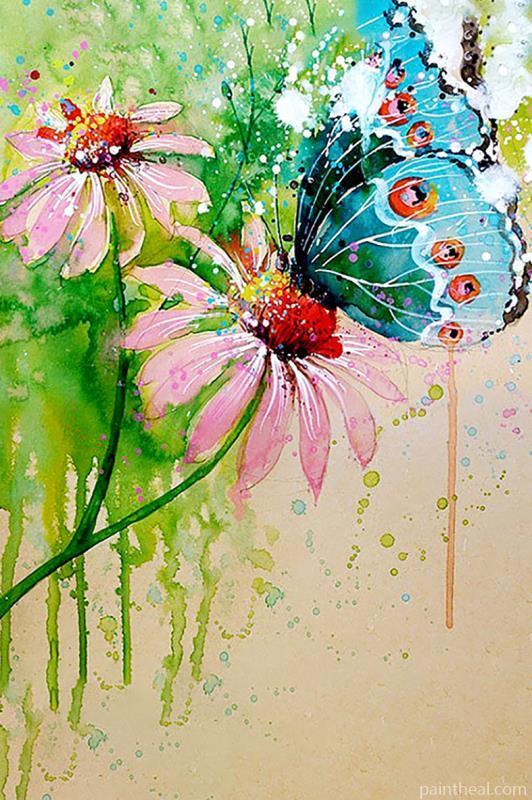 Butterfly On A Flower Painting By Numbers Kits