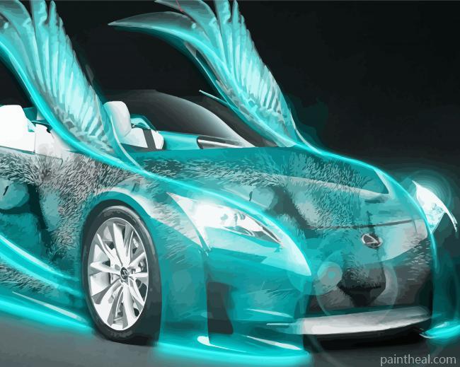 Blue Winged Car Painting By Numbers Kits