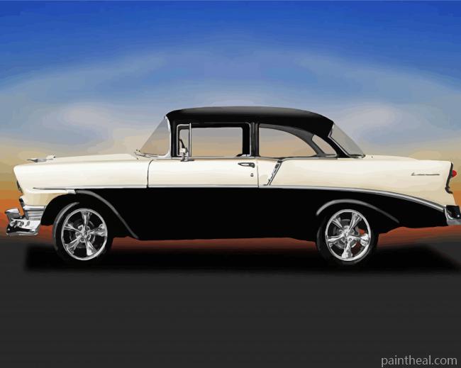 Black And White 1956 Chevrolet Painting By Numbers Kits