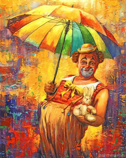 Clown Under Umbrella Painting By Numbers Kits