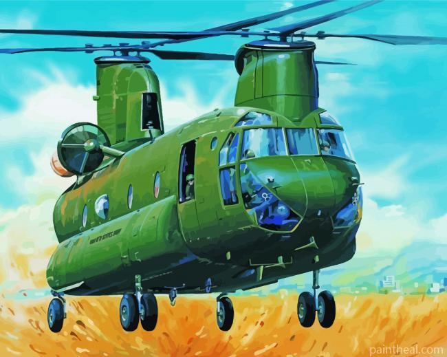 Green Chinook Helicopter Painting By Numbers Kits