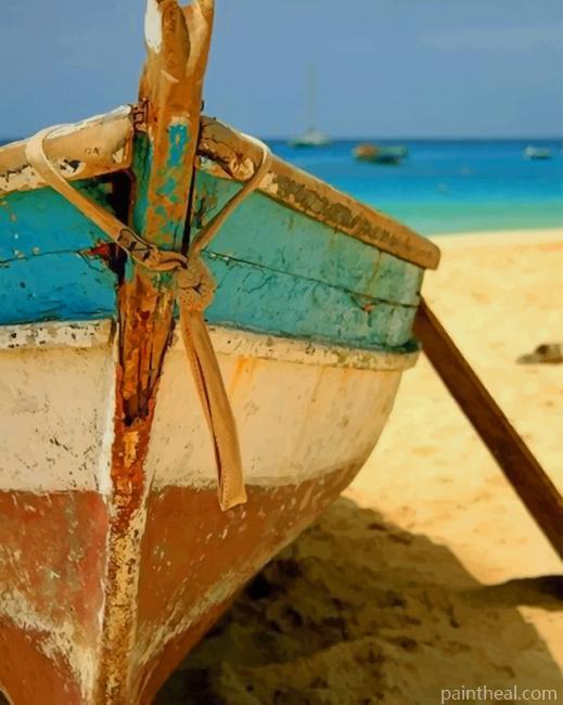 Aesthetic Boat In The Beach NEW Painting By Numbers Kits