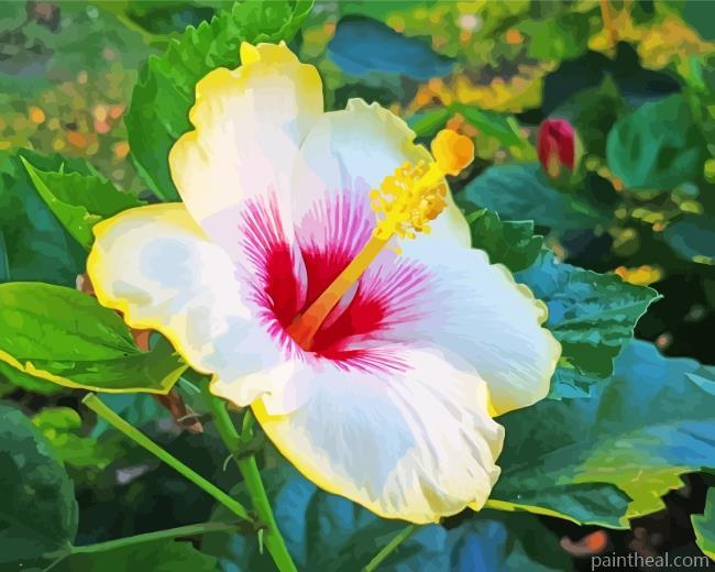 White Yellow Hibiscus Painting By Numbers Kits