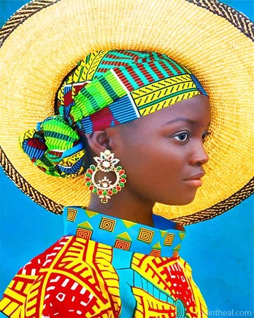 African Woman Colorful Dress Painting By Numbers Kits