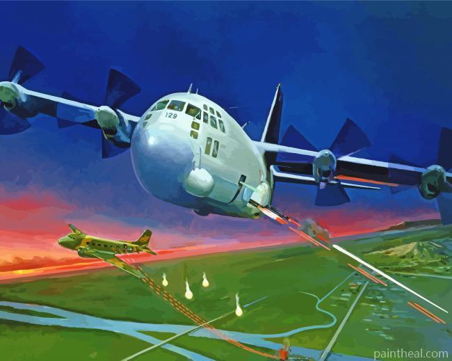 Gunship Plane Art Painting By Numbers Kits