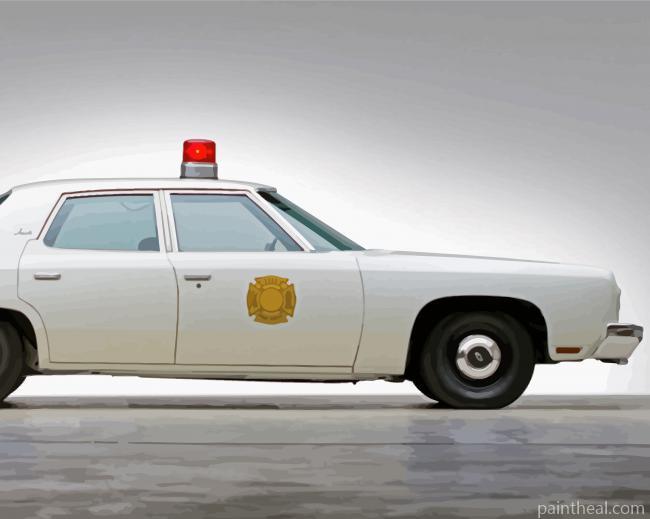 White Classic Police Car Painting By Numbers Kits