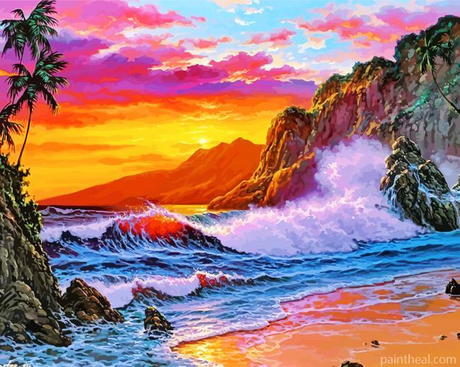 Sunset On Beach Painting By Numbers Kits