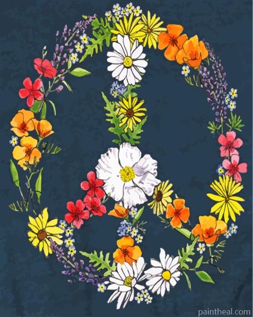 Floral Peace Symbol Painting By Numbers Kits