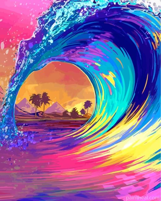 Illustration Colorful Wave Painting By Numbers Kits
