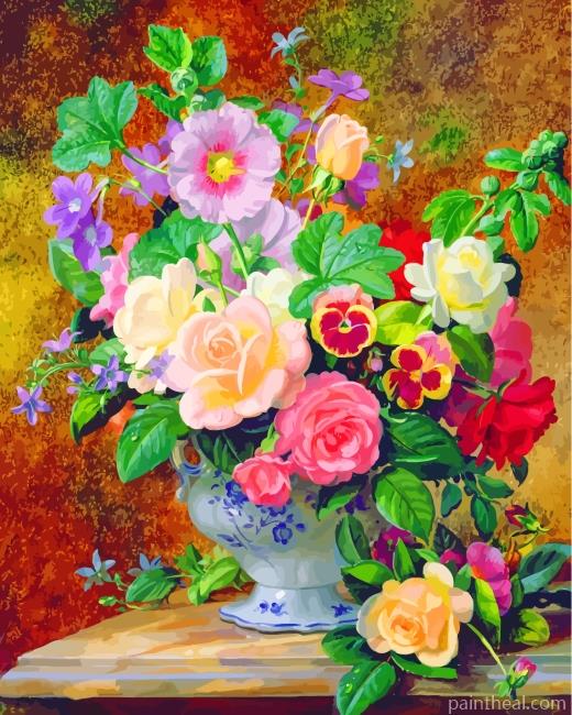 Flowers Bouquet In Vase Painting By Numbers Kits