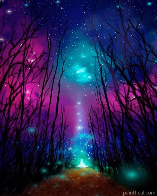 Colorful Sky Trees Silhouette Painting By Numbers Kits