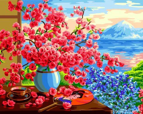 Pink Roses Vase Painting By Numbers Kits
