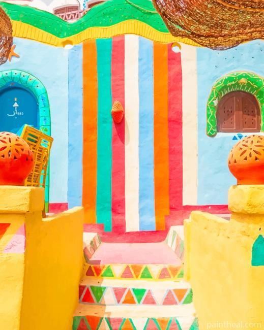 Colorful Aesthetic Door Painting By Numbers Kits
