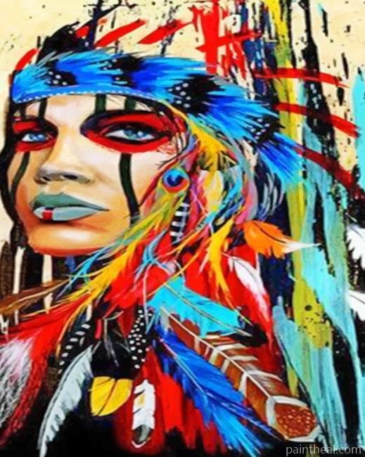 Indian Woman Colorful Painting By Numbers Kits