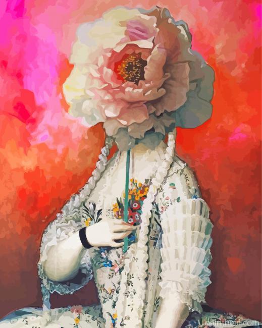 Girl Peony Flower Painting By Numbers Kits