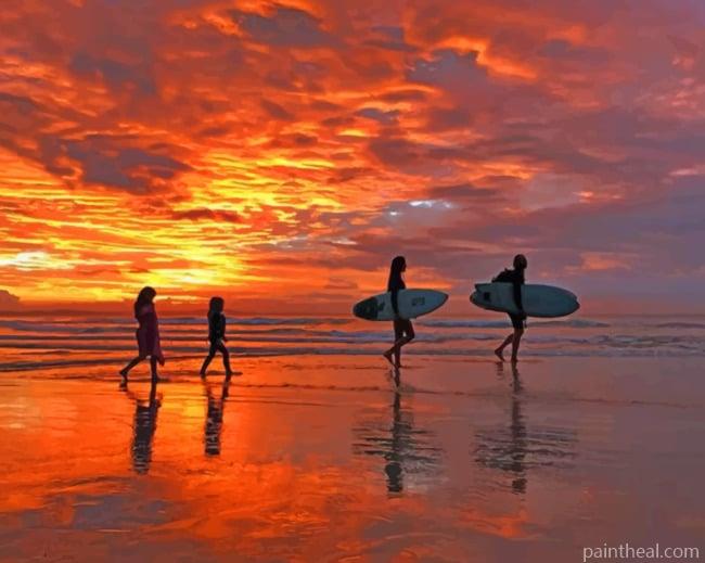 Surfers Silhouette Painting By Numbers Kits